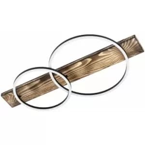 Loops - Wall Flush Ceiling Light Black Brown Rustic Shade White Plastic LED 1x12W 1x12W