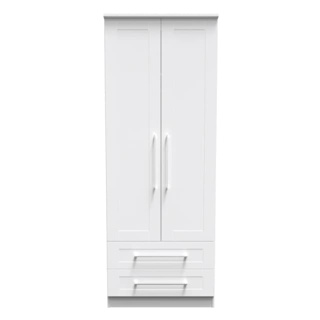 Ripon 2 Door 2 Drawer Wardrobe In White Ash (Ready Assembled)