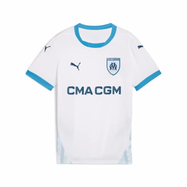 Puma Olympique De Marseille Home Shirt 2024 2025 Juniors - White White 9 - 10 Years