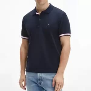 Tommy Hilfiger Mens Cuff Branding Regular Polo Shirt - Desert Sky - L