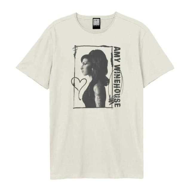 Amplified Mens Side Profile Amy Winehouse T-Shirt in Off-White Size: XS Off-White Male XS