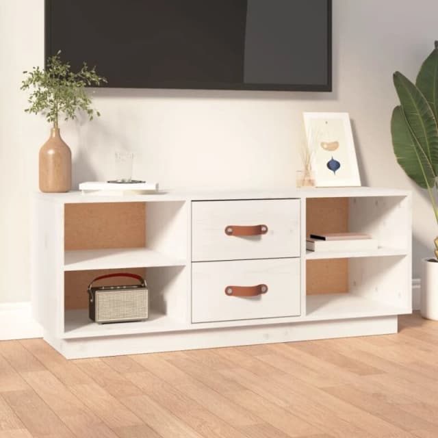 Vidaxl TV Cabinet White 100X34X40 Cm Solid Wood Pine, White 818226