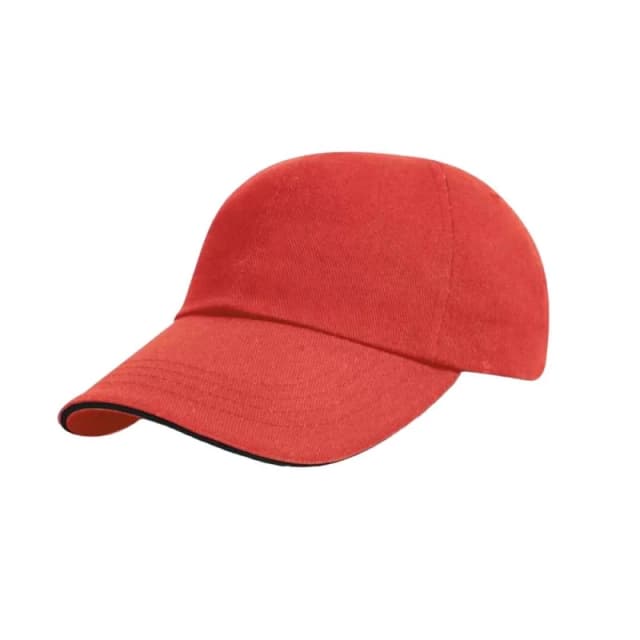 Result Womens Heavy Brushed Cotton Sandwich Peak Baseball Cap in Red Red Female One Size