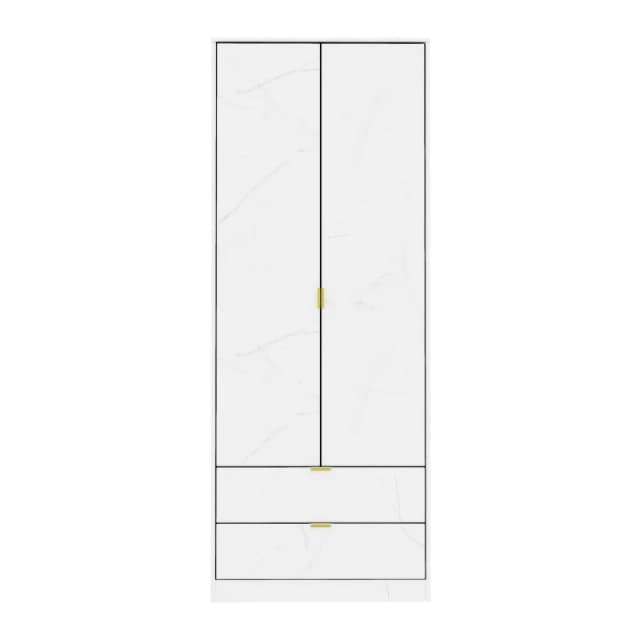 Tamworth Tall 2 Drawer Wardrobe In Marble (Ready Assembled)