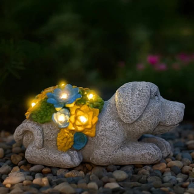 ILFD Group Ltd Solar Dog Garden Ornament 20Cm / 8" - Pack Of 2