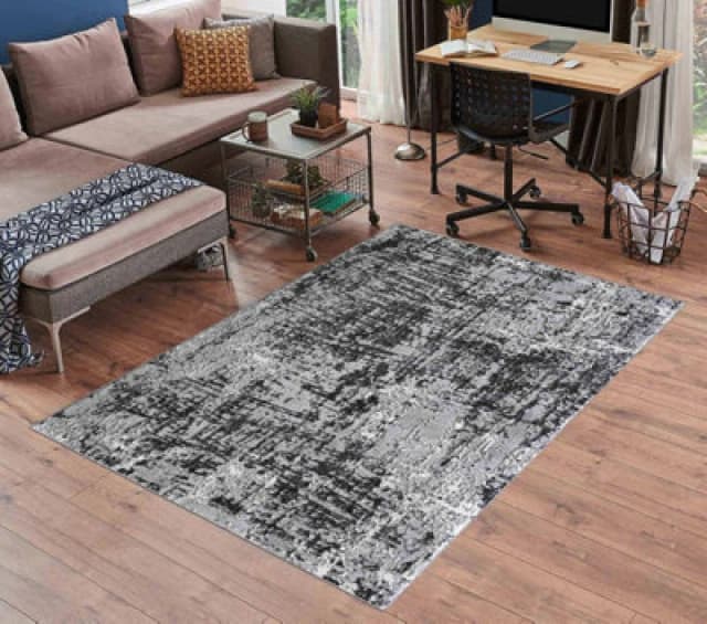 Serenity Modern Abstract Lines Contemporary Area Rugs Black 60X220 Cm