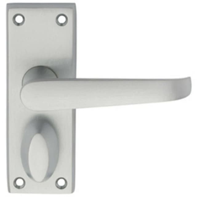 Loops PAIR Straight Handle on Short Privacy Backplate 118 x 42mm Satin Chrome Multi