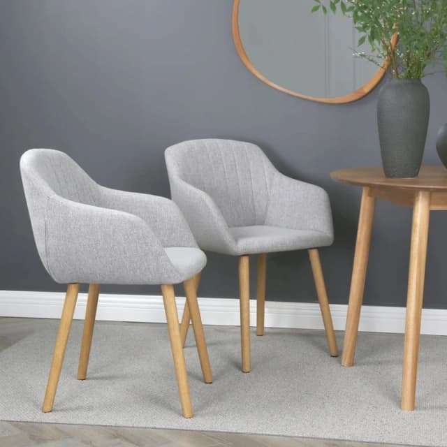 Home Garden Direct Luciano - Dining Chairs in Premium Textured Linen (Set of 2) in Grey Grey Unisex