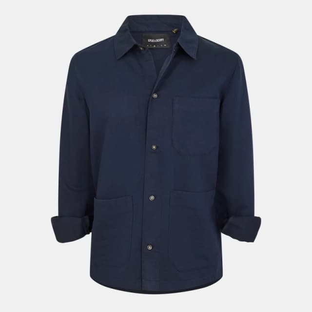 Lyle and Scott Mens Linen Blend Long Sleeve Oversized Fit Overshirt Dark Navy male S
