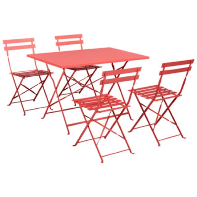 Beliani Garden Dining Set 4 Seater Fiori Metal Red