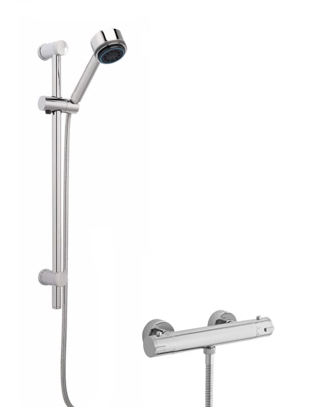 Balterley Thermostatic Minimalist Bar Valve Multi Function Handset Slider Rail Silver unisex
