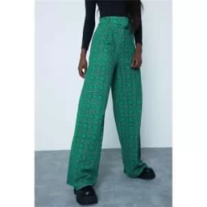 I Saw It First Emerald Green Check Print Belted Wide Leg Trousers - Green