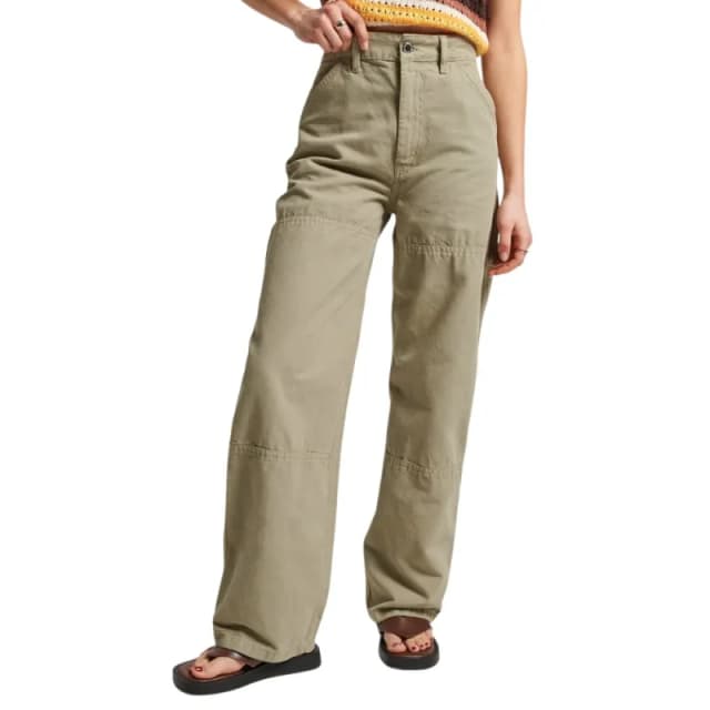 Superdry Womens loose-fit organic cotton carpenter trousers Superdry Vintage Vert Female 28x32