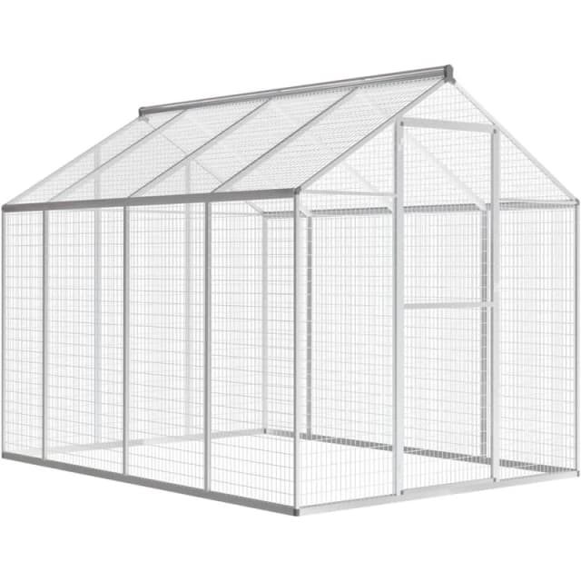 vidaXL Outdoor Large Birds Aviary Cage Hutch House Aluminium Mesh Rectangular