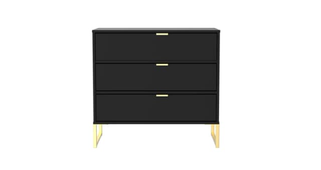 Ready Assembled 2 U Madrid 3 Drawer Chest (Ready Assembled) Black