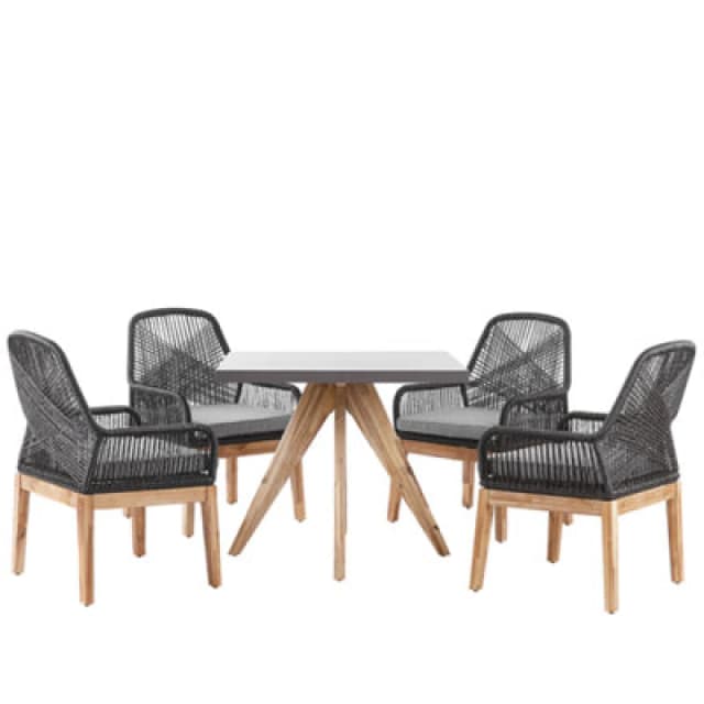 Beliani Garden Dining Set 4 Seater Olbia With Cushions Concrete Black