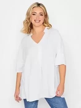 Yours Pleat Front Shirt White, Size 16, Women