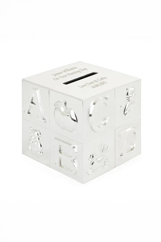 Personalised Memento Company Personalised ABC Money Box in Silver Silver Unisex