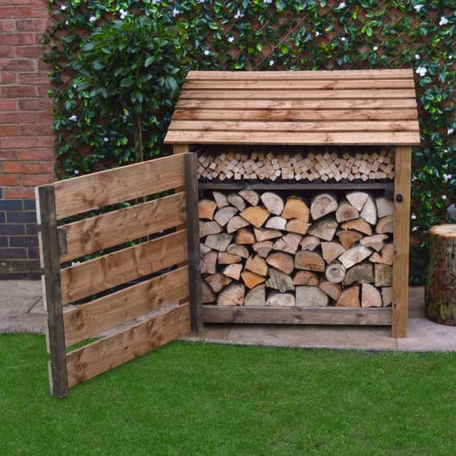Rutland County Garden Furniture Ltd Greetham 4ft Log Store with Doors & Kindling Shelf, Brown Brown Unisex