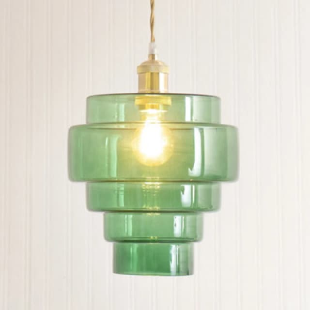 ValueLights ValueLights Lane Glass 5 Tier Layered Easy Fit Ceiling Pendant Lamp Shade with LED Bulb in Bright Green Bright Green One Size Unisex 50594