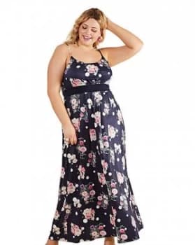 Yumi Curves Spot And Floral Maxi Dress