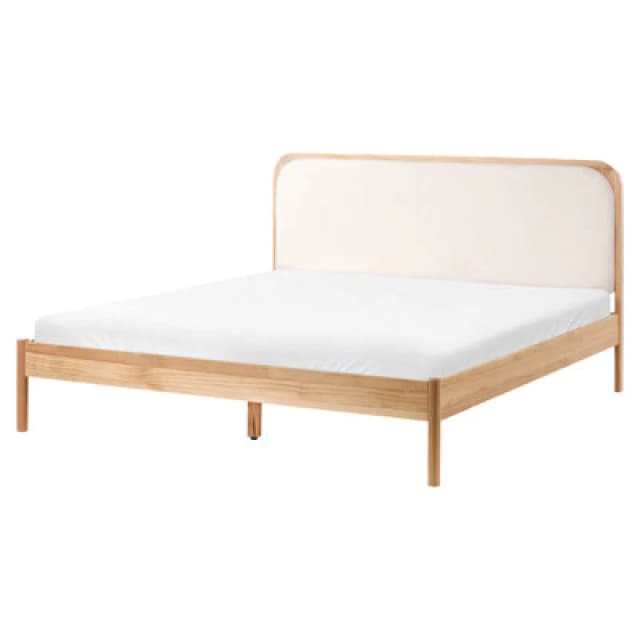 Beliani Bed Pine Wood Dosches 160 X 200 Cm (Eu King Size) Light Brown