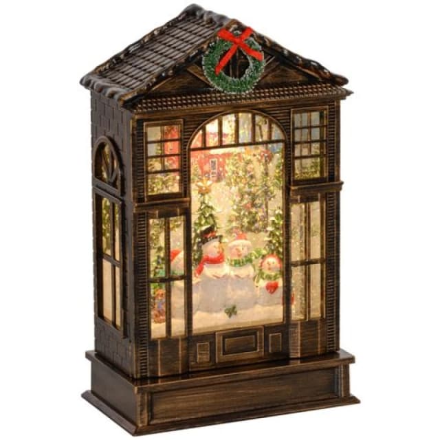 HOMCOM HOMCOM Christmas Snow Globe Lantern with Lights for Holiday, Bronze Tone Bronze One Size Unisex 5061025036202