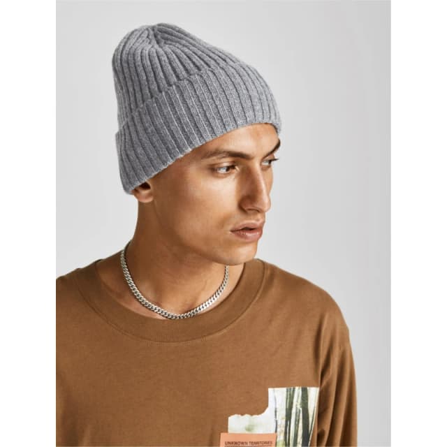 Jack and Jones Jacper Knit Beanie - Grey Grey One Size