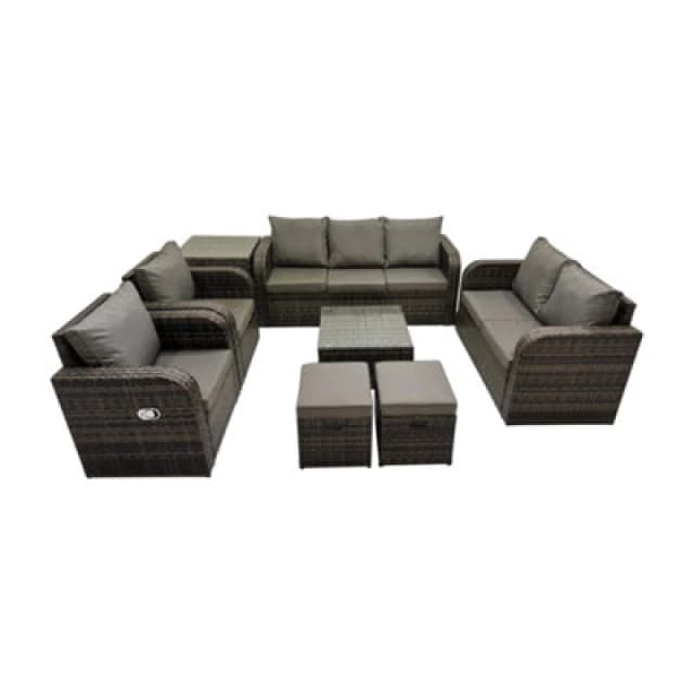 Fimous Garden Outdoor Furniture Set with Side Table 2 Small Stool in Dark Grey Dark Grey Unisex