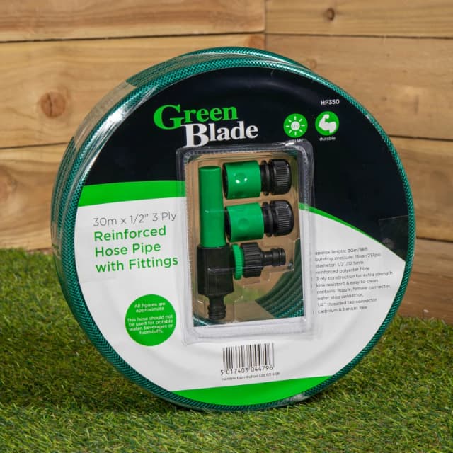 30m Reinforced Kink Resistant Garden Hose Pipe with Connectors