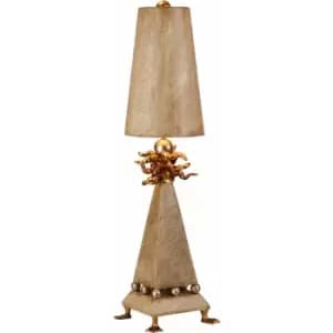 Table Lamp Duck foot Silver Leaf Spheres Tapered Shade Cream Patina LED E27 60W