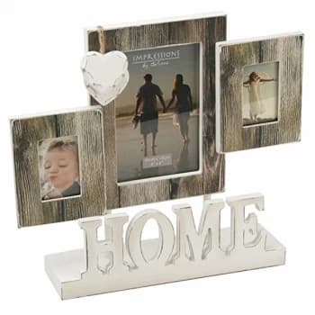 Distressed Wood Look Triple Aperture Photo Frame - Home