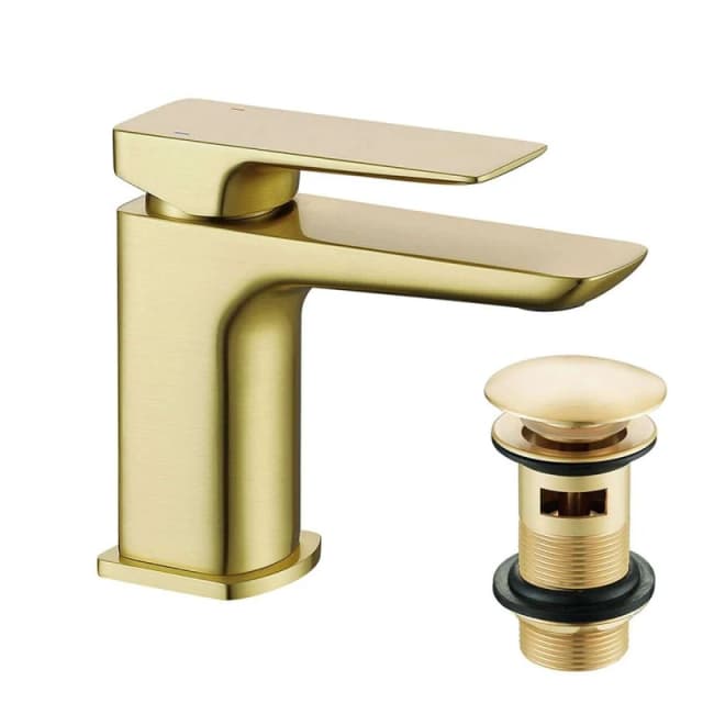 Nes Home Brushed Brass Basin Mono Mixer Tap & Slotted Waste