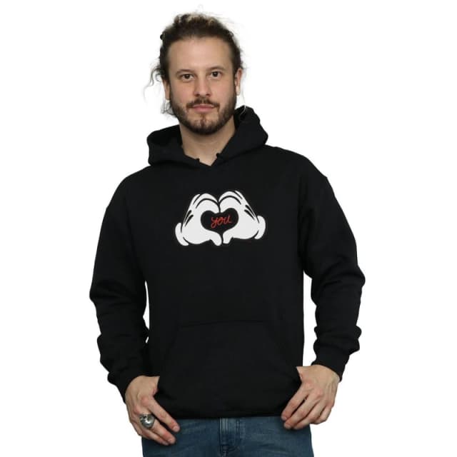 Disney Men Mickey Mouse Loves You Hoodie in Black Size: Small Black S Male 5057972524626