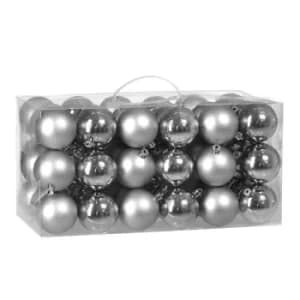 Christmas Tree Baubles Set Xmas Balls 54 Pieces Decorations Ornaments Sphere Hanging Indoor Outdoor Decor Silver