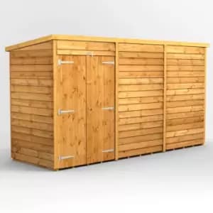 12X4 Power Overlap Pent Windowless Double Door Shed