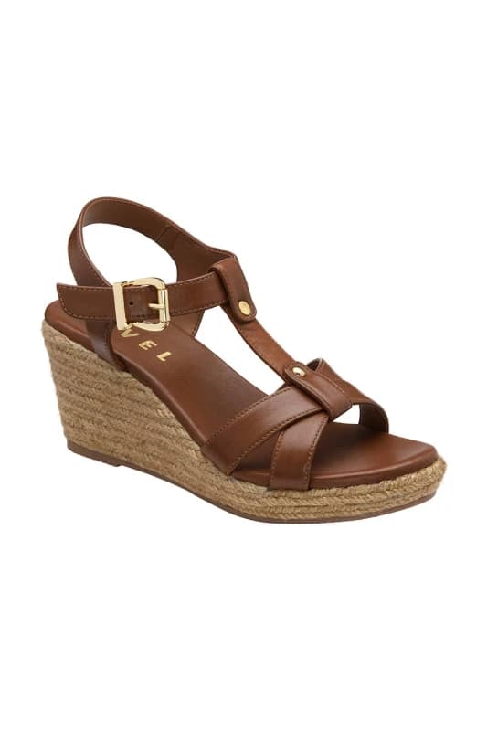 Ravel Womens 'Elling' Leather Wedge Sandals in Tan Size: 8 Tan Female 8