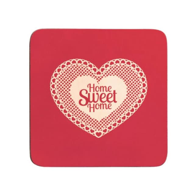 Premier Housewares Set Of Four Home Sweet Home Cork Coasters Red