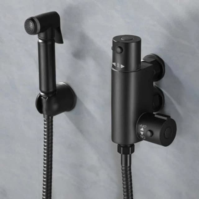 Nes Home Bidet Douche & Thermostatic Bar Valve With Spray Kit Matte Black Shataff
