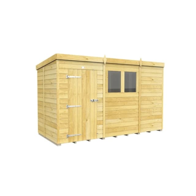 Buttercup Farm 11 x 5 Feet Pent Shed - Single Door W/ Windows - L147 x W329 x H201cm in Brown Brown Unisex