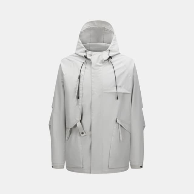 Firetrap Mens Windproof Full Zip Hooded Rain Anorak Ash male S