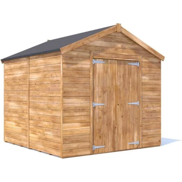 Dunster House Bike Shed Storage Garden Building 2.4 X 2.4M (8' X 8') 15mm Walls Wooden Pressure Treated, Apex Overlord Modular