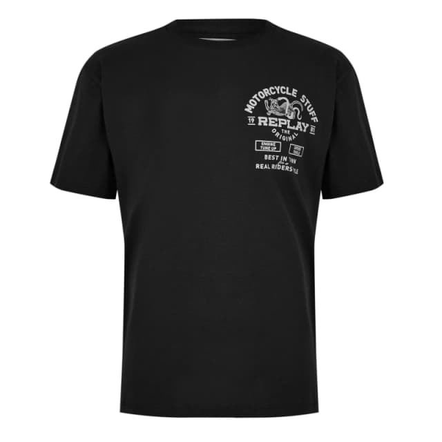 Replay Motorcycle Stuff Regular Fit T-Shirt - Black M