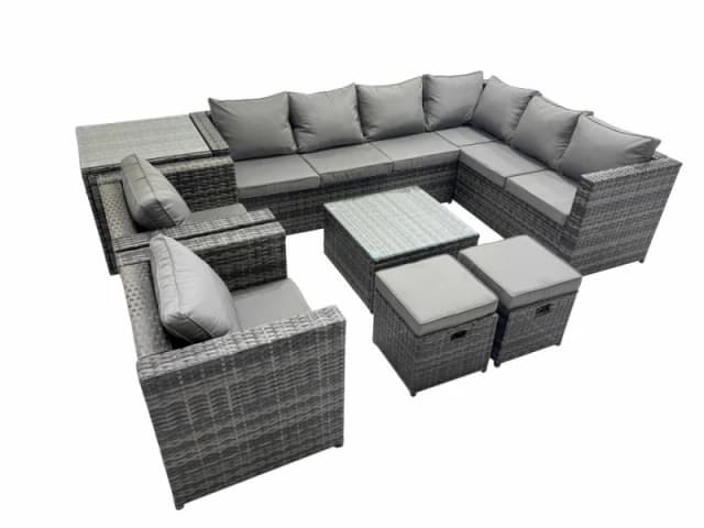 Fimous Garden Furniture Sofa Set with2 Small Stools 2 Chair Side Table in Dark Grey Dark Grey Unisex