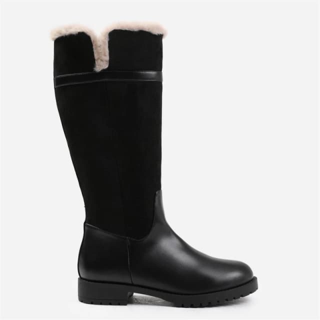 Where's That From 'Wynter' Knee High Boots With Fur Trim And Lining Black