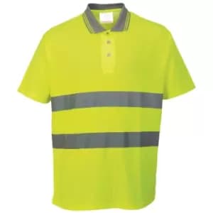 Portwest Cotton Comfort Reflective Safety Short Sleeve Polo Shirt (M) (Yellow)