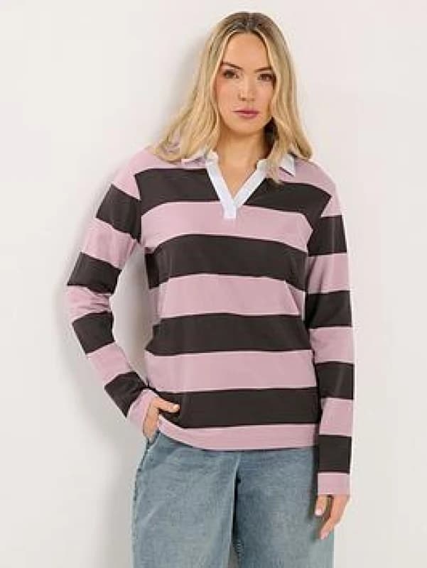 Long Tall Sally Womens Tall Striped Rugby Sweatshirt Size: 10 Multicolor Female 10