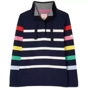 Joules Womens Saunton Classic Funnel Neck Sweatshirt Multi Stripe Sleeve 12