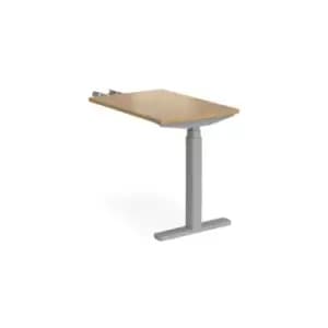 Height Adjustable Desk Rectangular Desk With Return 600mm Oak Tops With Silver Frames Elev8 Touch