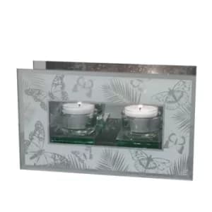 Glass Butterfly Double Tealight Holder
